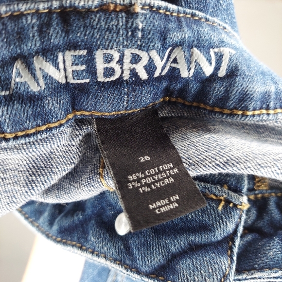 Lane Bryant Boyfriend Jeans 26 Plus Distressed Gold Metallic Lined Stretch Denim - Picture 5 of 5